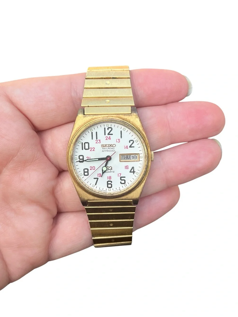 Vintage Seiko SQ 6923-7039 Railroad Approved Gold Tone Quartz Watch Untested